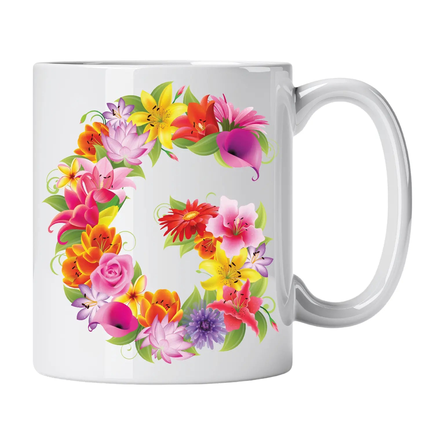 Caneca com Letra de Flores G Cucawik - Cucawik