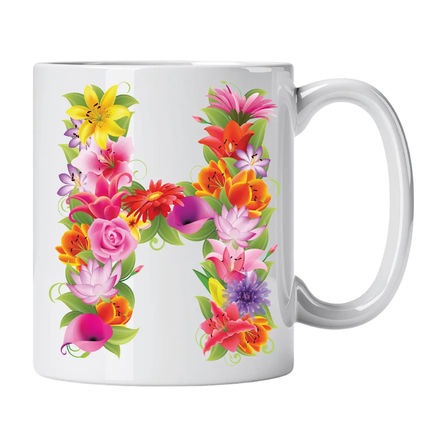 Caneca com Letra de Flores H Cucawik - Cucawik