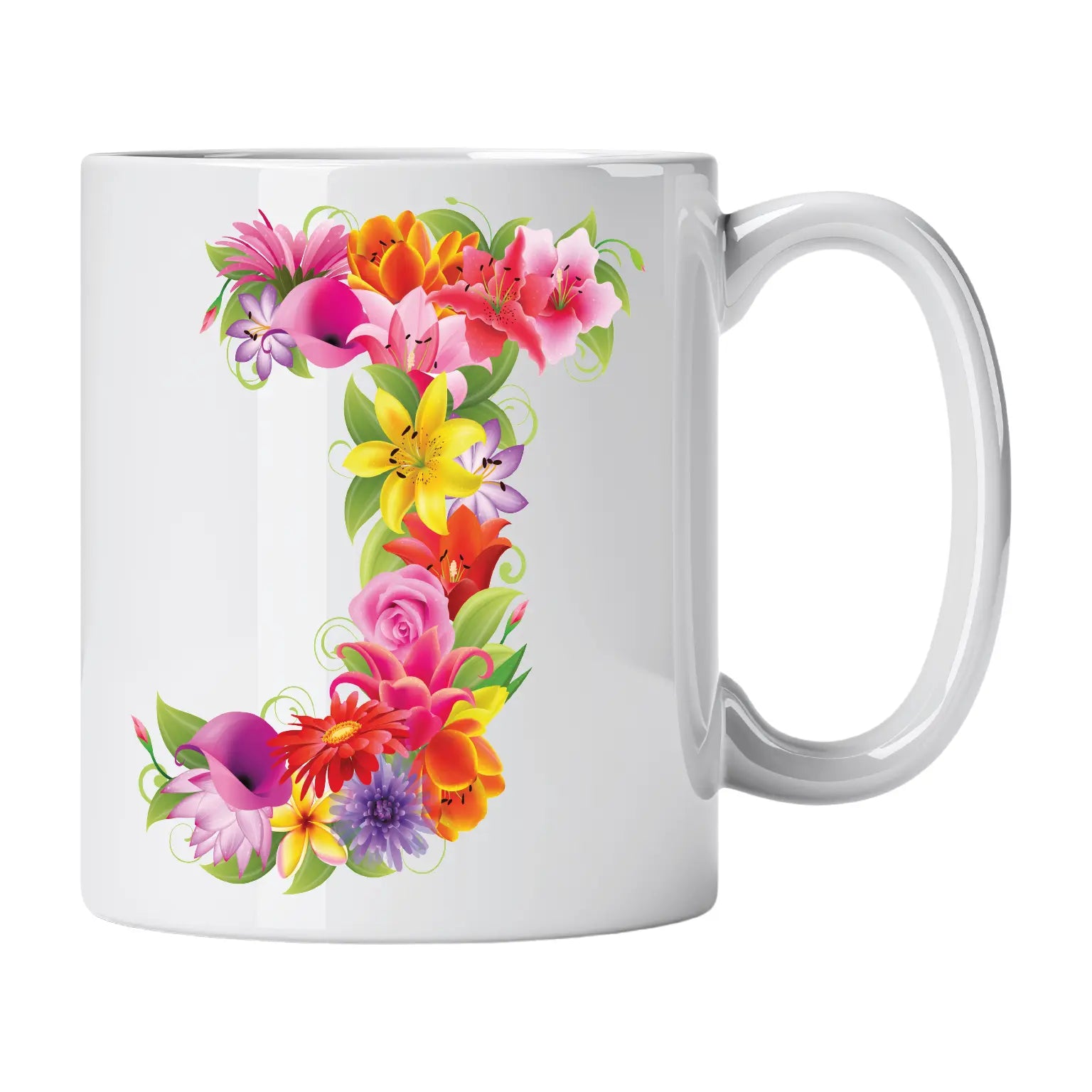 Caneca com Letra de Flores J Cucawik - Cucawik