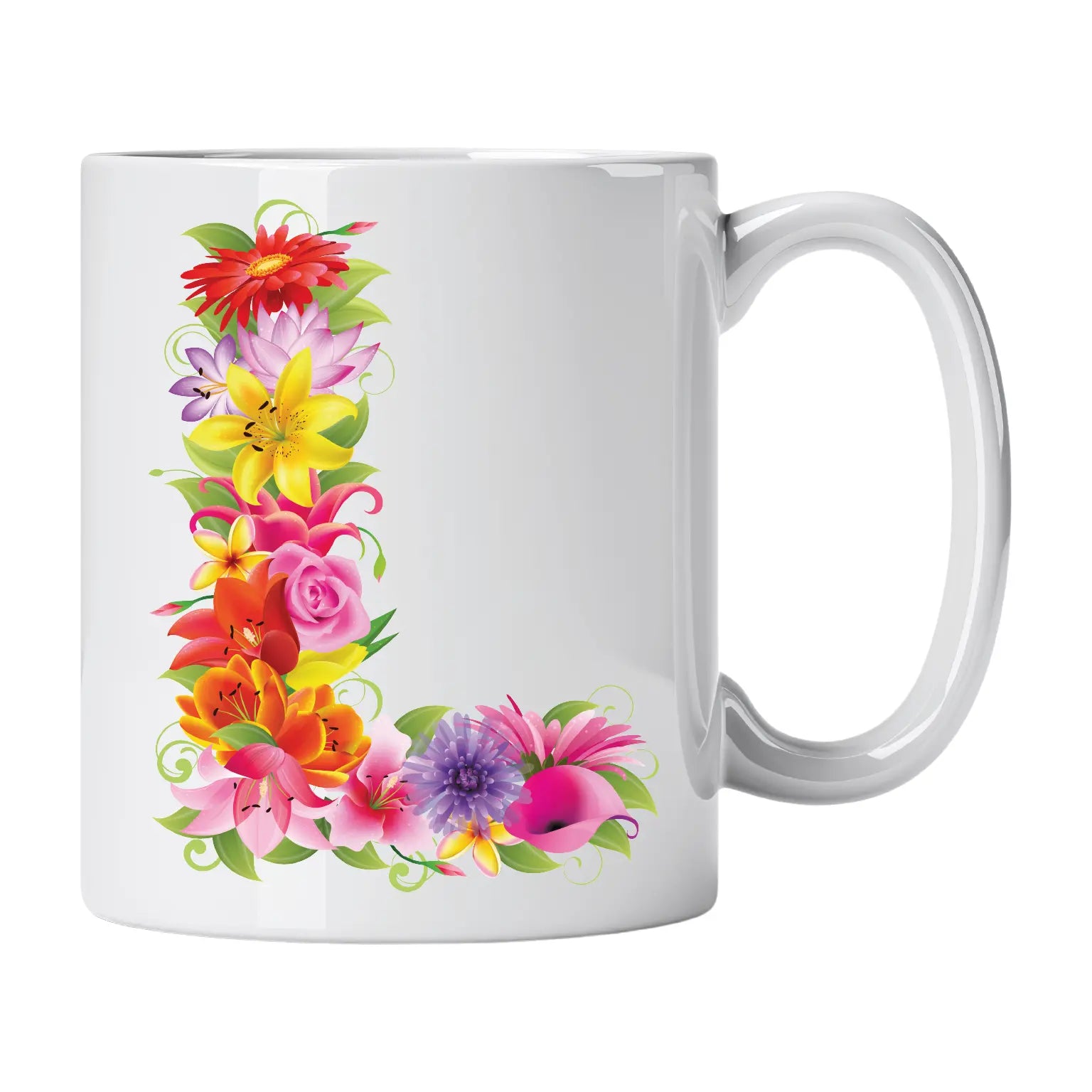 Caneca com Letra de Flores L Cucawik - Cucawik