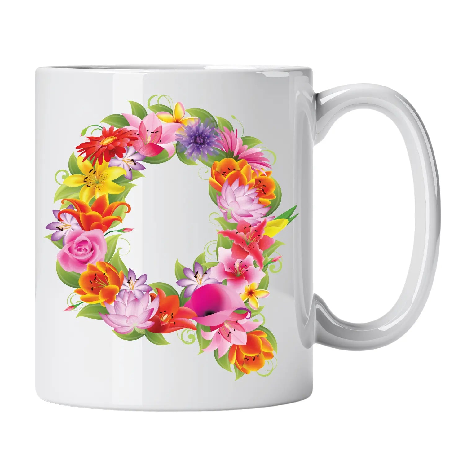 Caneca com Letra de Flores Q Cucawik - Cucawik