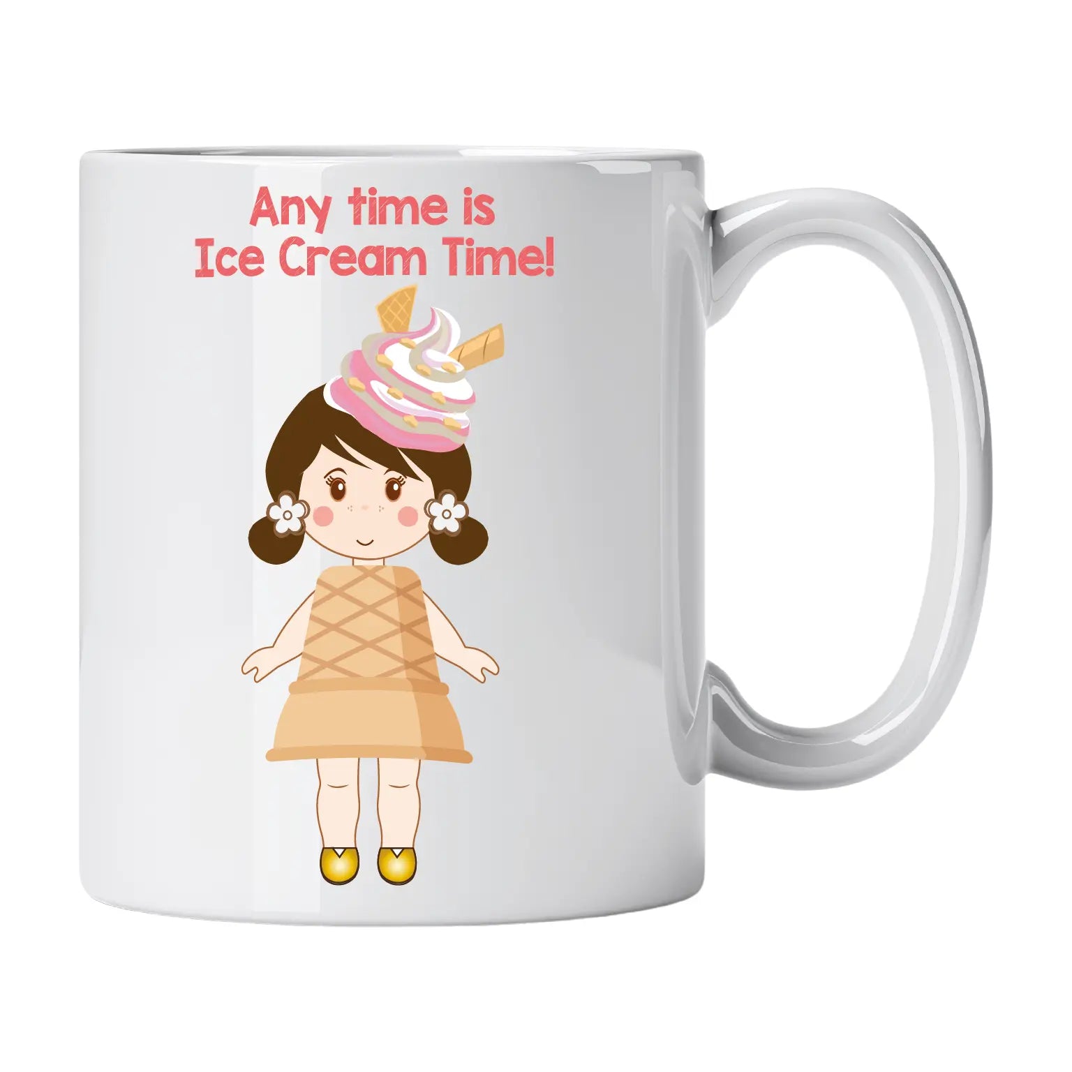 Caneca com Boneca Gelado e Frase "Any Time Is Ice Cream Time!" Cucawik - Cucawik