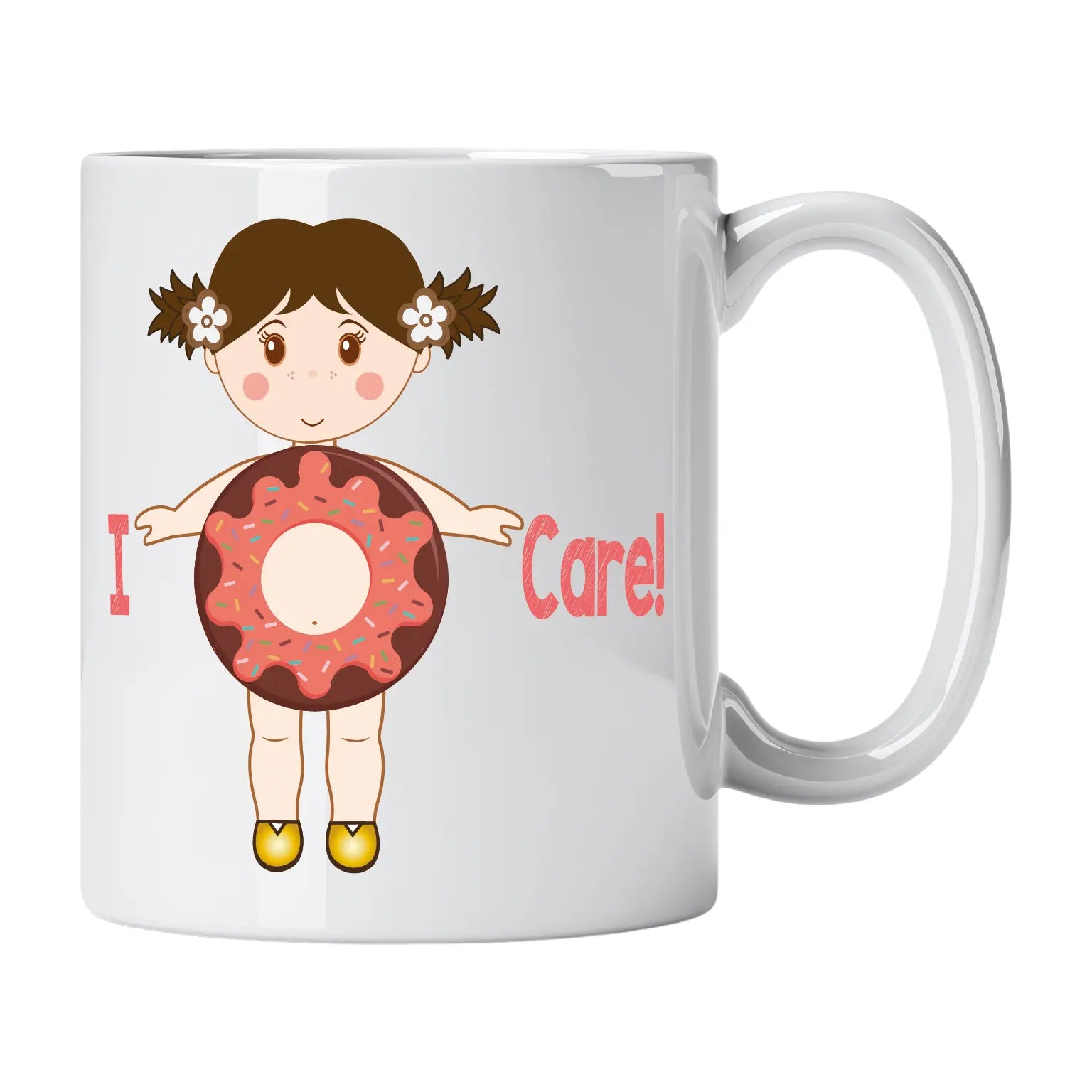 Caneca com Boneca Donut e Frase "I Donut Care!" Cucawik - Cucawik