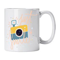 Caneca de Cerâmica com Frase "Just Smile" | Cucawik