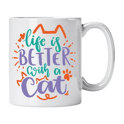 Caneca de Cerâmica com Frase "Life Is Better With a Cat" | Cucawik