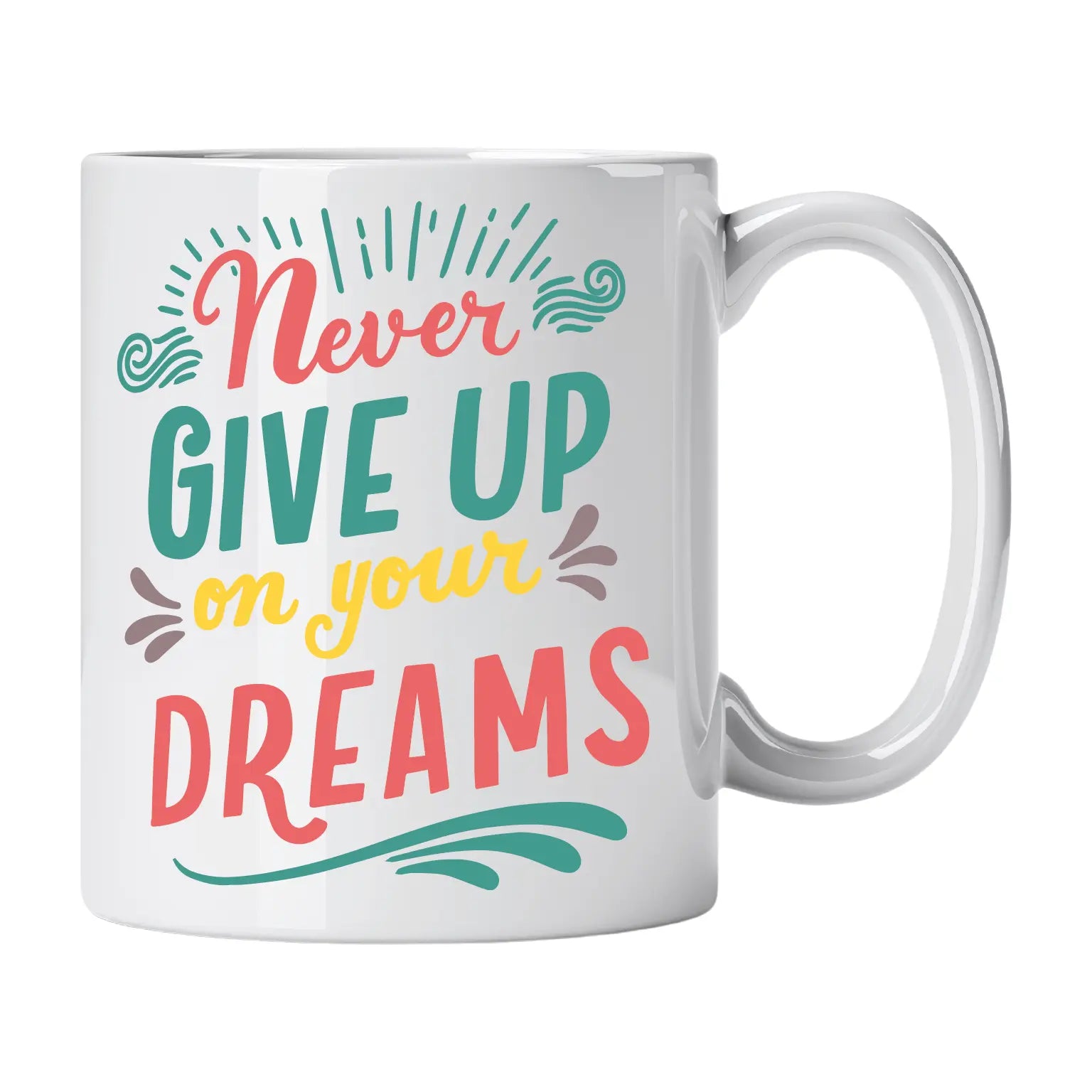 Caneca com Frase "Never Give Up on Your Dreams" Cucawik - Cucawik