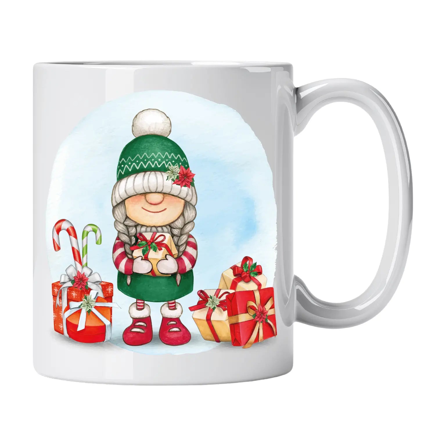 Caneca com Gnoma de Natal Presentes e Bengala Doce | Cucawik