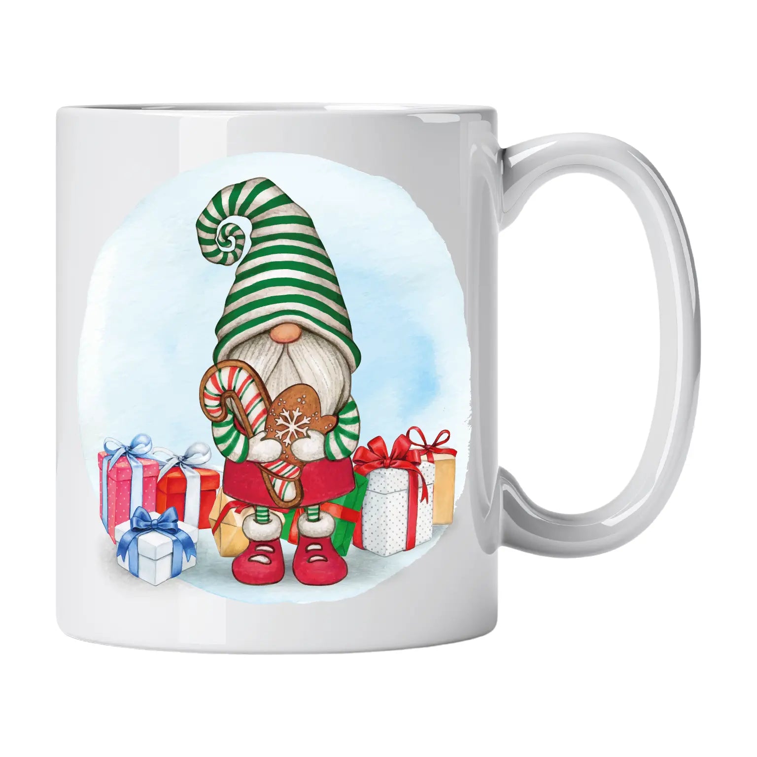 Caneca com Gnomo de Natal Bolacha e Bengala Doce | Cucawik