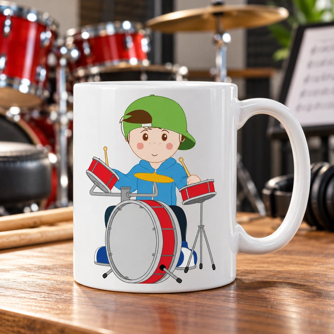 Caneca de Cerâmica Baterista Homem em ambiente lifestyle | Cucawik