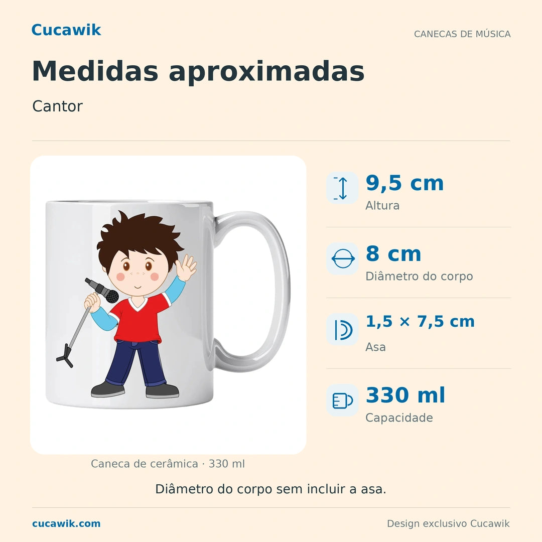 Caneca de Cerâmica Cantor — Medidas aproximadas | Cucawik