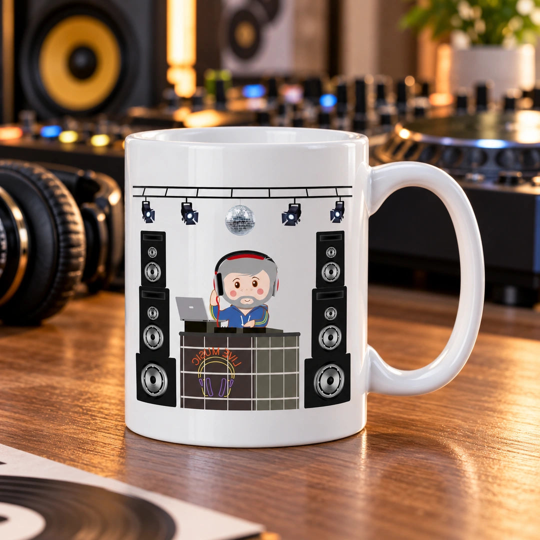 Caneca de Cerâmica DJ Homem em ambiente lifestyle | Cucawik