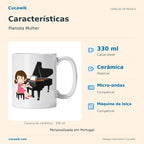 Caneca de Cerâmica Pianista Mulher — Características | Cucawik