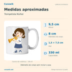 Caneca de Cerâmica Trompetista Mulher — Medidas aproximadas | Cucawik