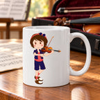 Caneca de Cerâmica Violinista Mulher em ambiente lifestyle | Cucawik