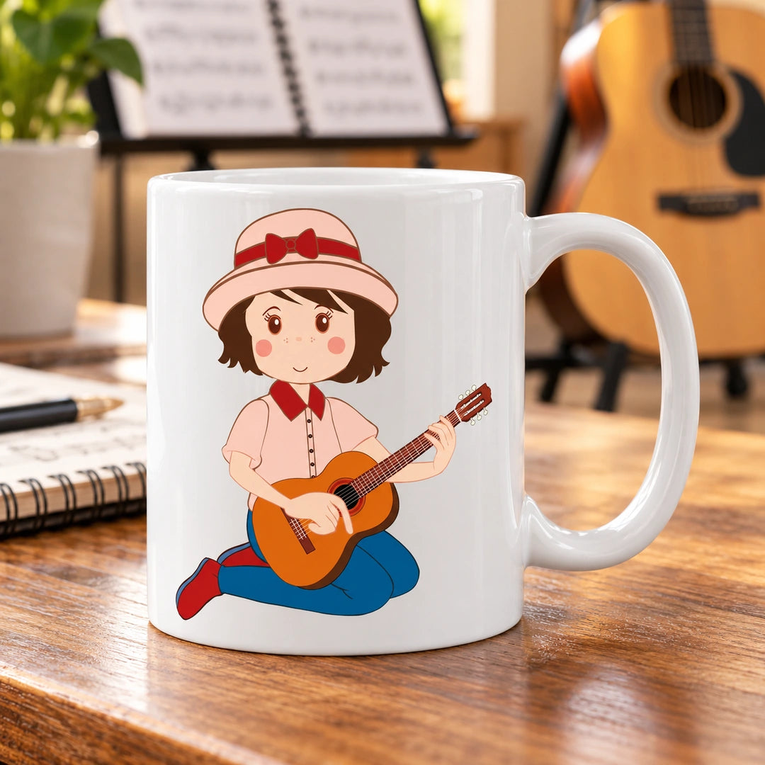 Caneca de Cerâmica Violista Mulher em ambiente lifestyle | Cucawik
