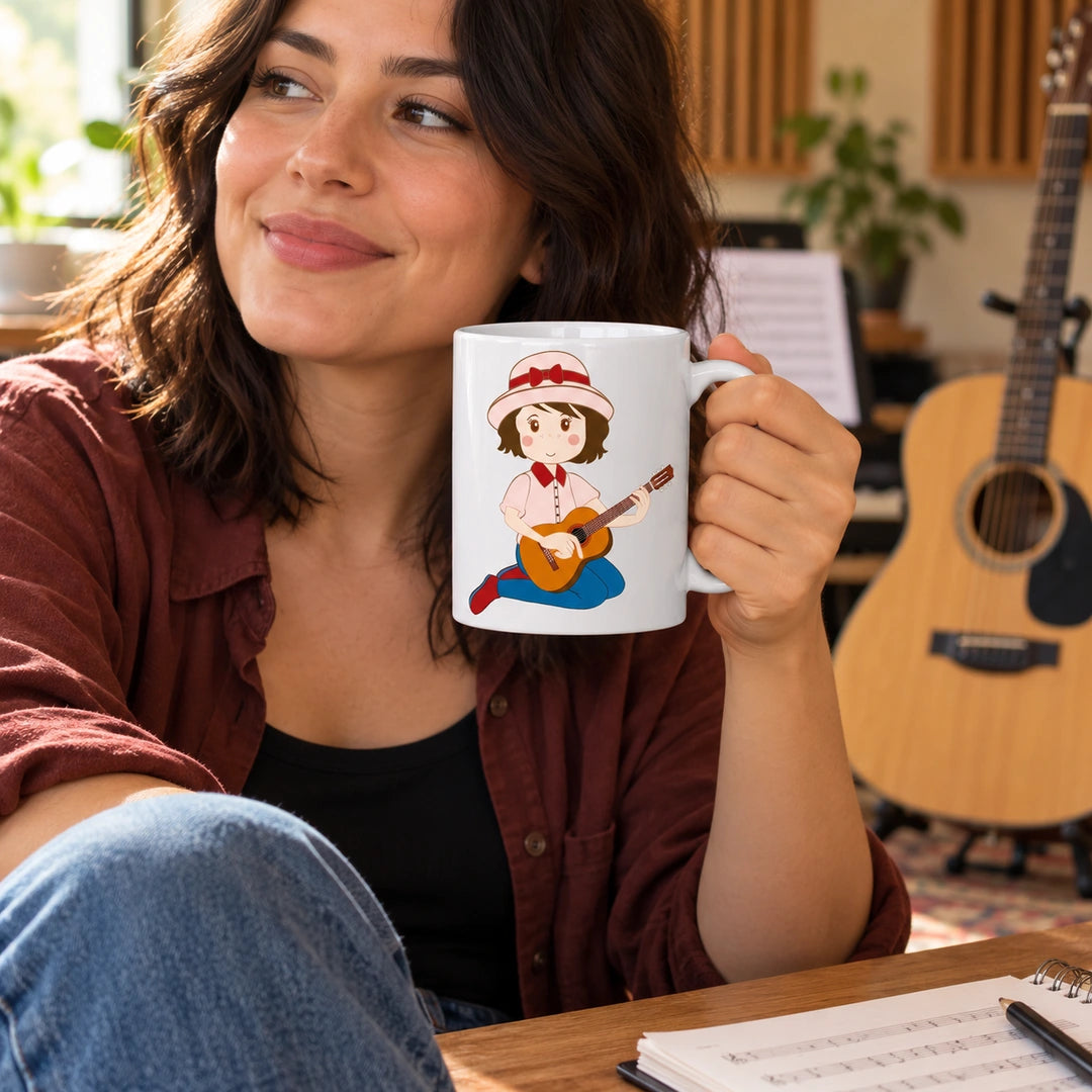 Caneca de Cerâmica Violista Mulher em utilização | Cucawik