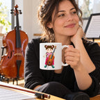 Caneca de Cerâmica Violoncelista Mulher em utilização | Cucawik