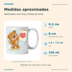 Caneca de Cerâmica Namorados com Urso e Postal de Amor — Medidas | Cucawik