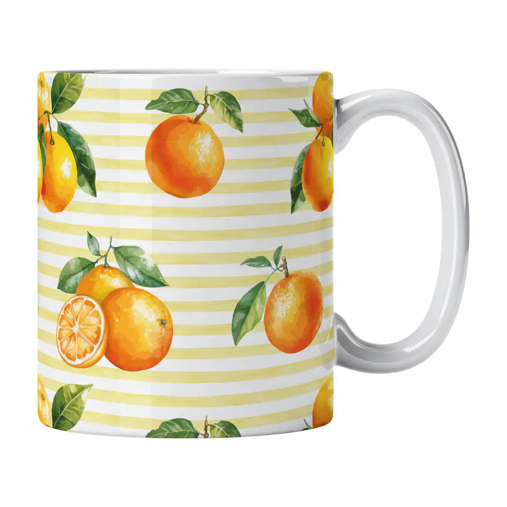 Caneca com padrão de laranjas ajustado