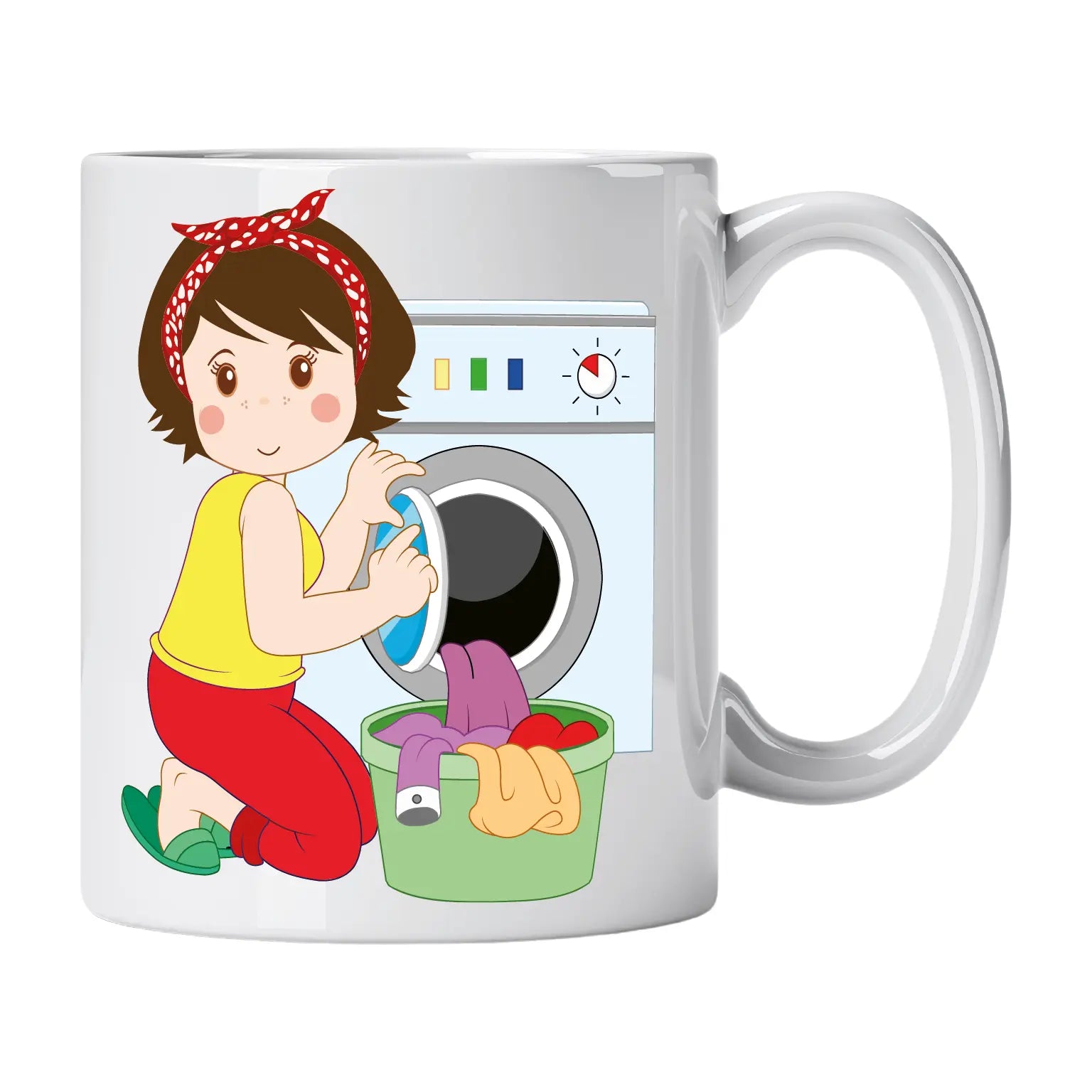 Caneca de Cerâmica Empregada Doméstica com Máquina de Lavar | Cucawik