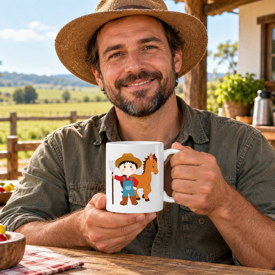 Caneca de Cerâmica Agricultor em utilização | Cucawik