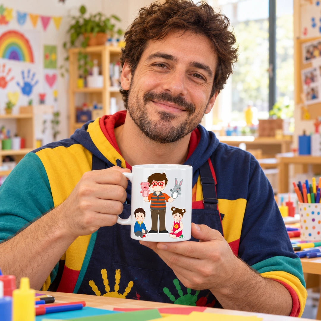 Caneca de Cerâmica Animador Sociocultural em utilização | Cucawik