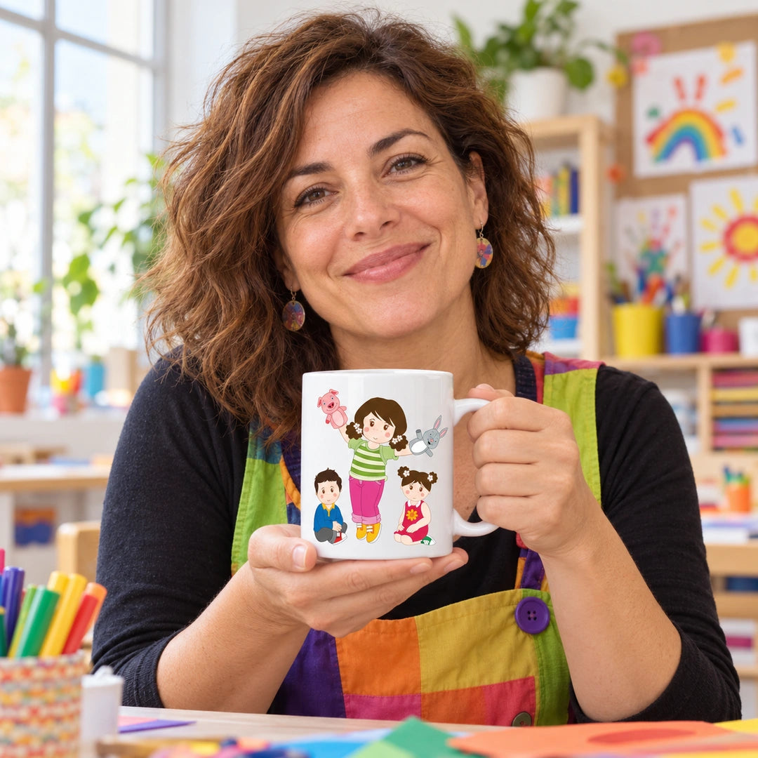 Caneca de Cerâmica Animadora Sociocultural em utilização | Cucawik