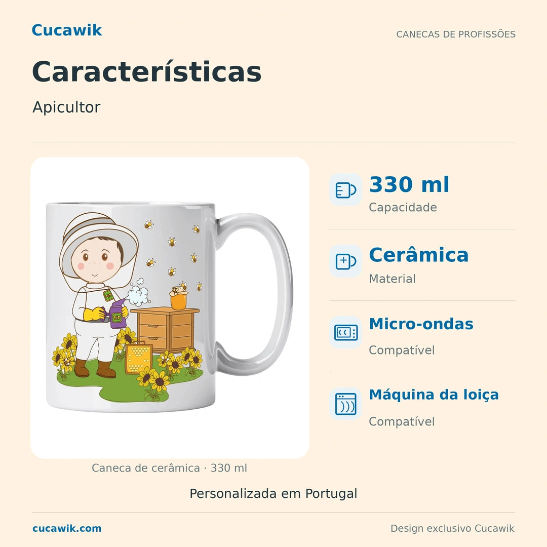 Caneca de Cerâmica Apicultor — Características | Cucawik