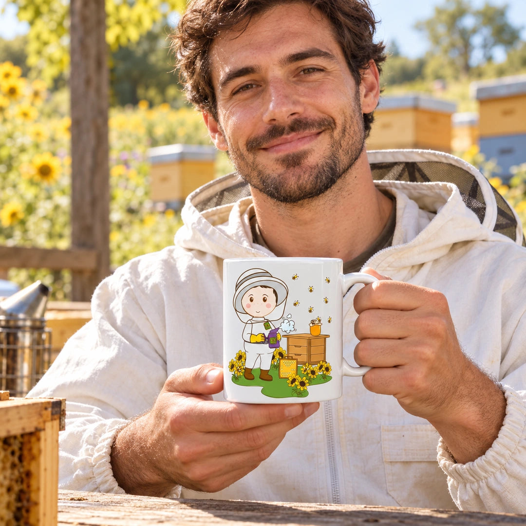 Caneca de Cerâmica Apicultor em utilização | Cucawik