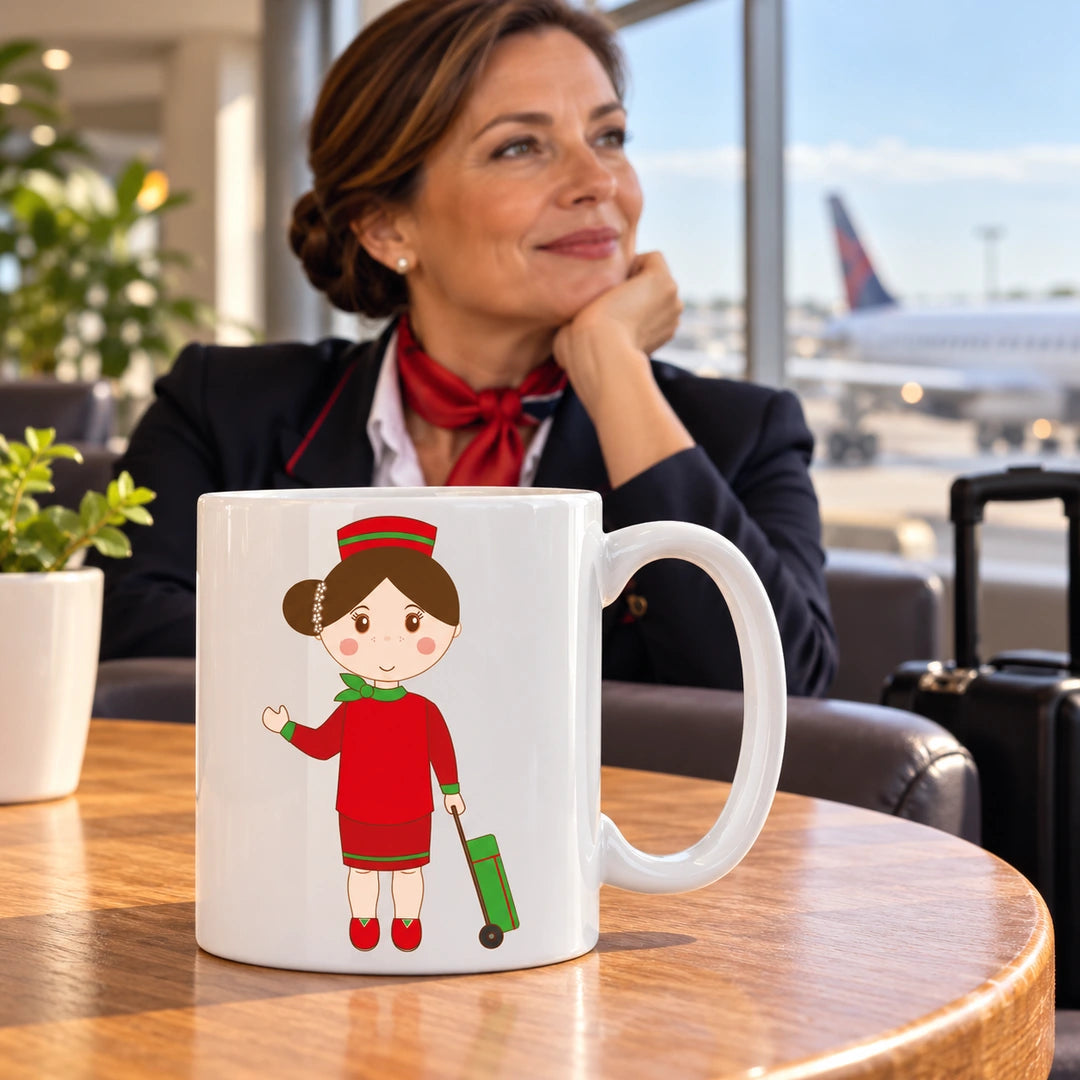 Caneca de Cerâmica Assistente de Bordo Mulher — lifestyle | Cucawik