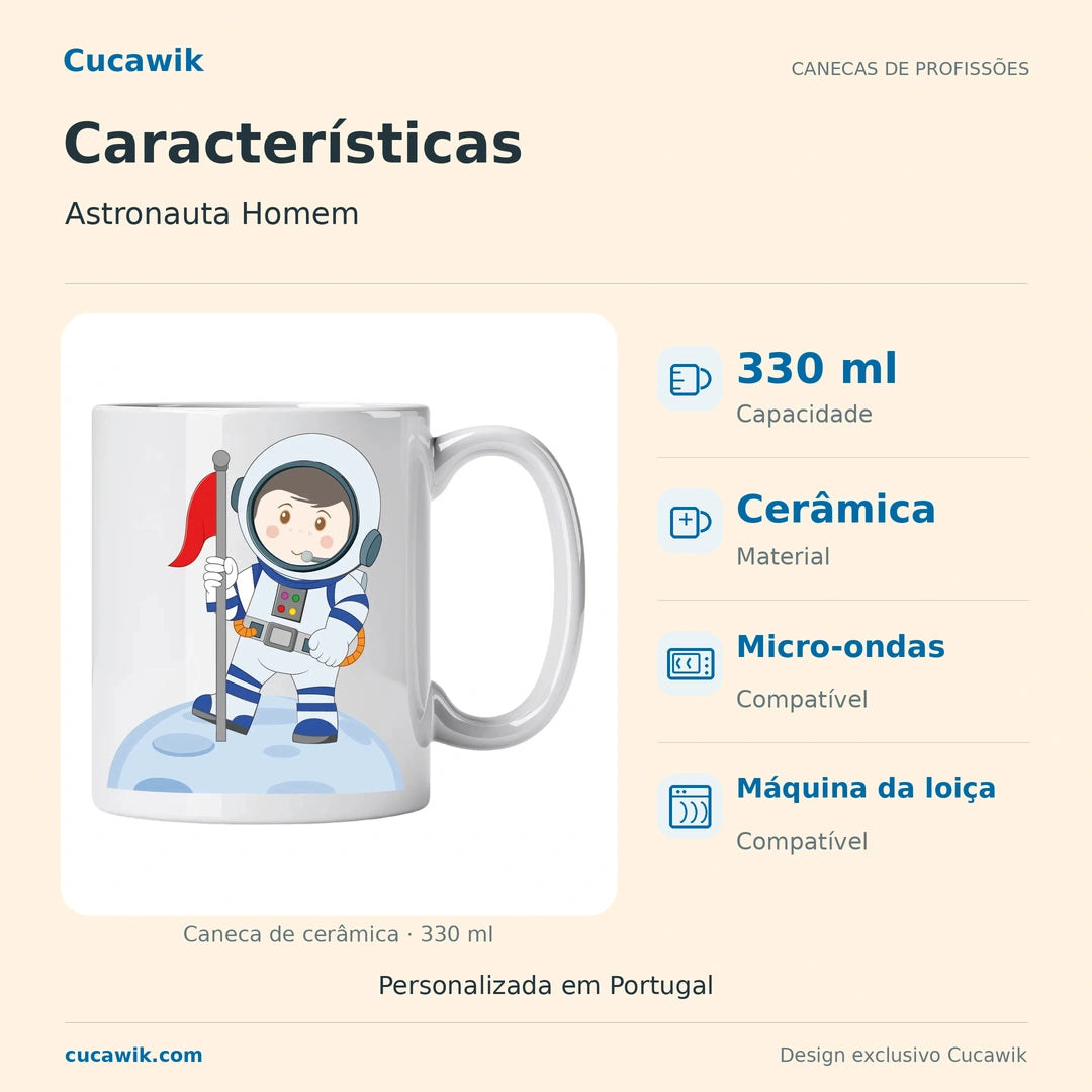 Caneca de Cerâmica Astronauta Homem — Características | Cucawik