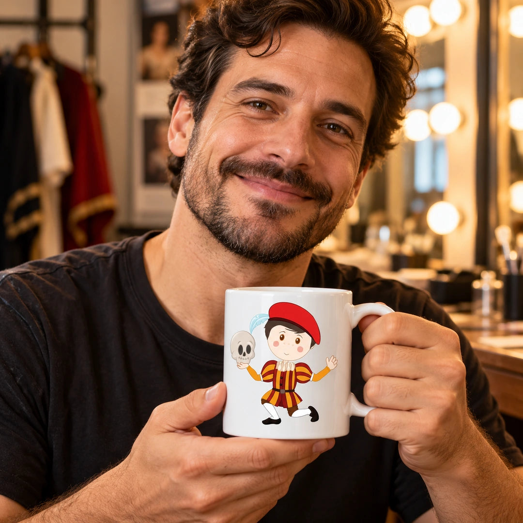 Caneca de Cerâmica Ator de Teatro em utilização | Cucawik