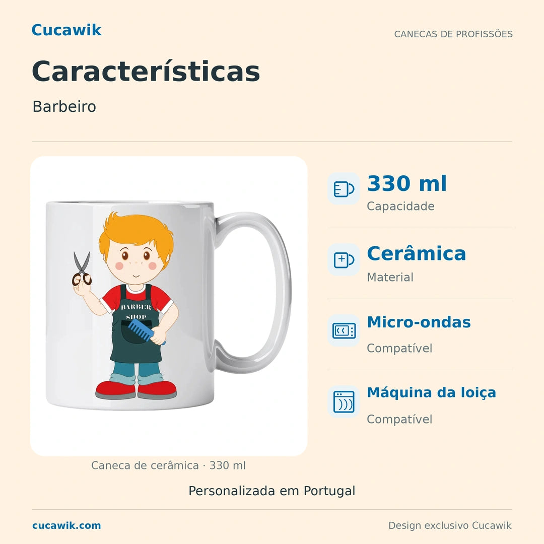 Caneca de Cerâmica Barbeiro — Características | Cucawik