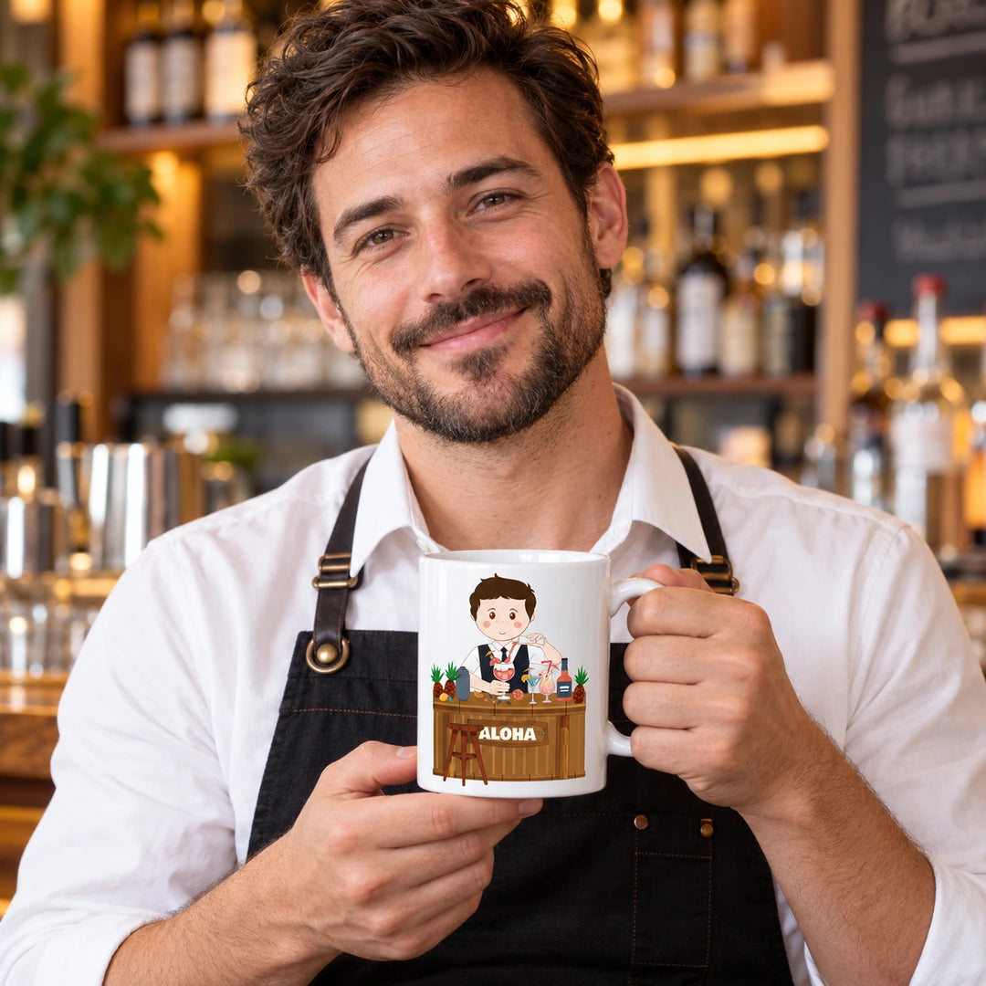 Caneca de Cerâmica Barman em utilização | Cucawik
