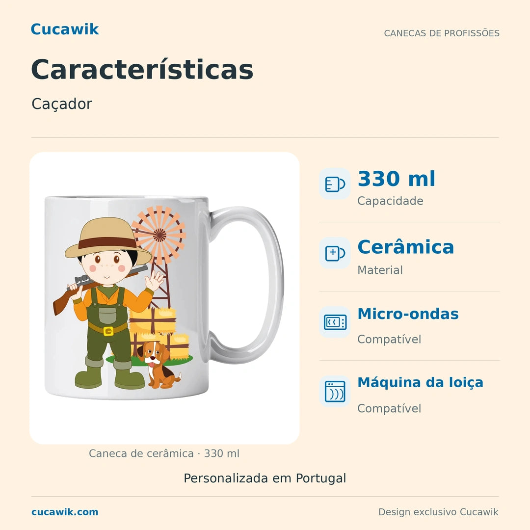 Caneca de Cerâmica Caçador — Características | Cucawik