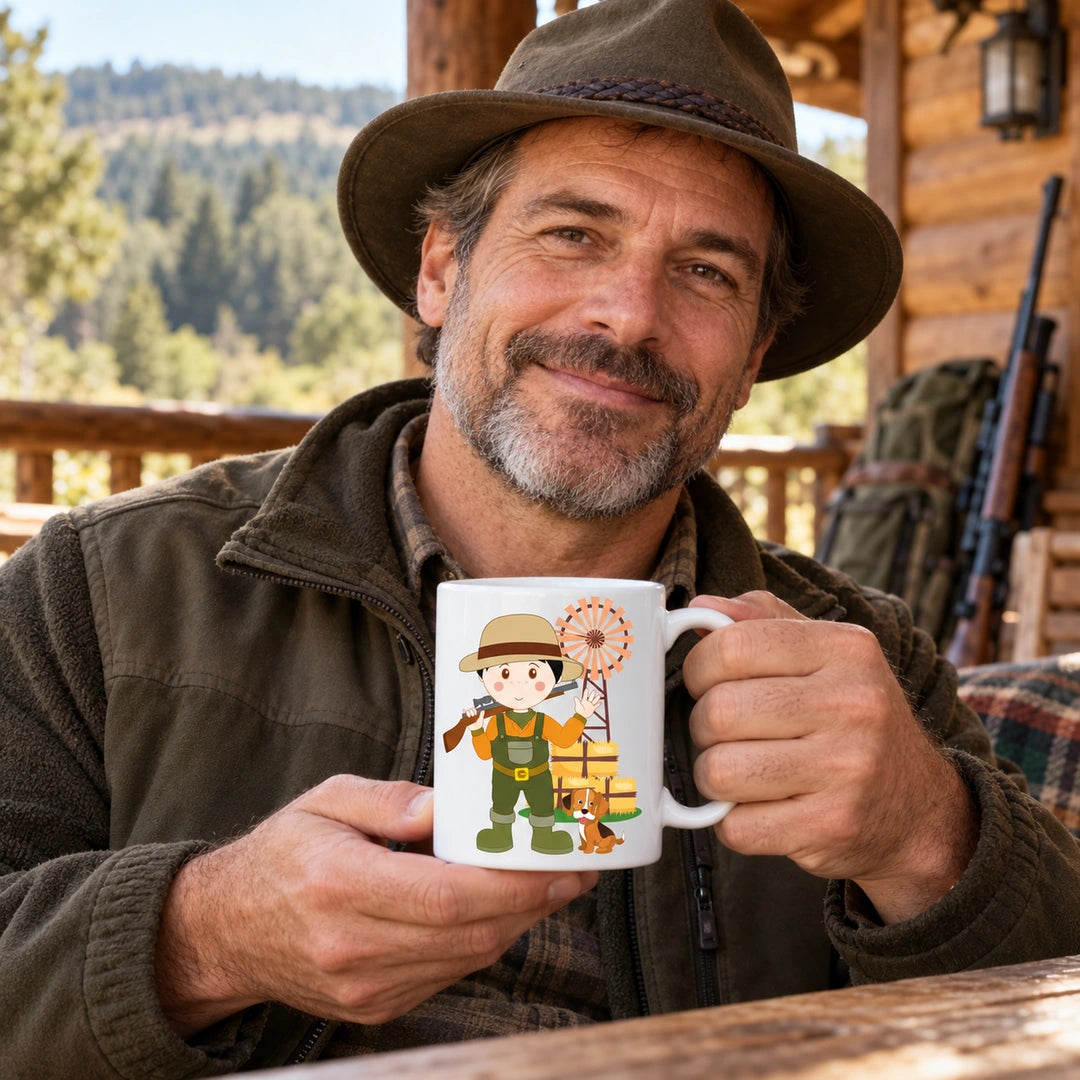 Caneca de Cerâmica Caçador em utilização | Cucawik
