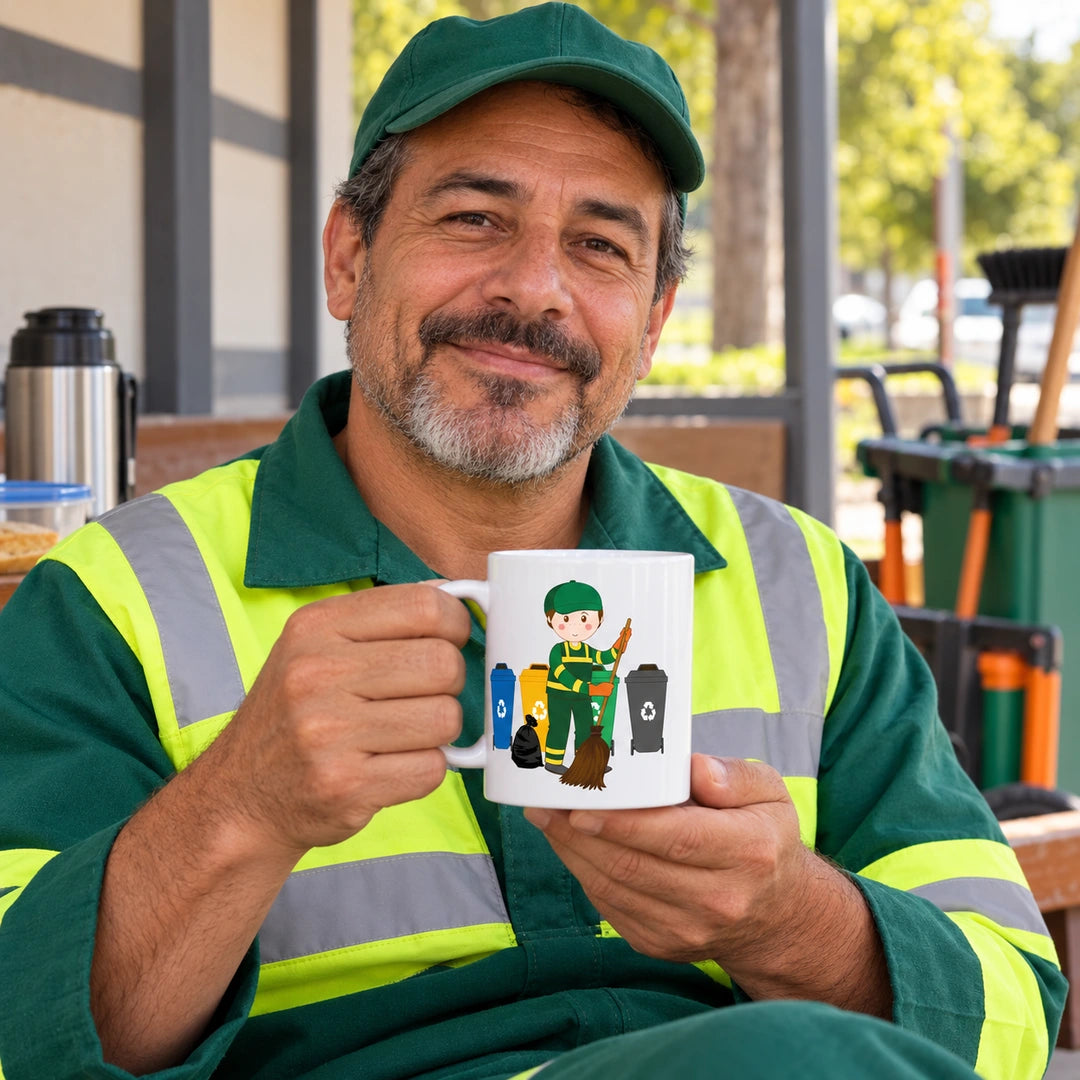 Caneca de Cerâmica Cantoneiro de Limpeza em utilização | Cucawik