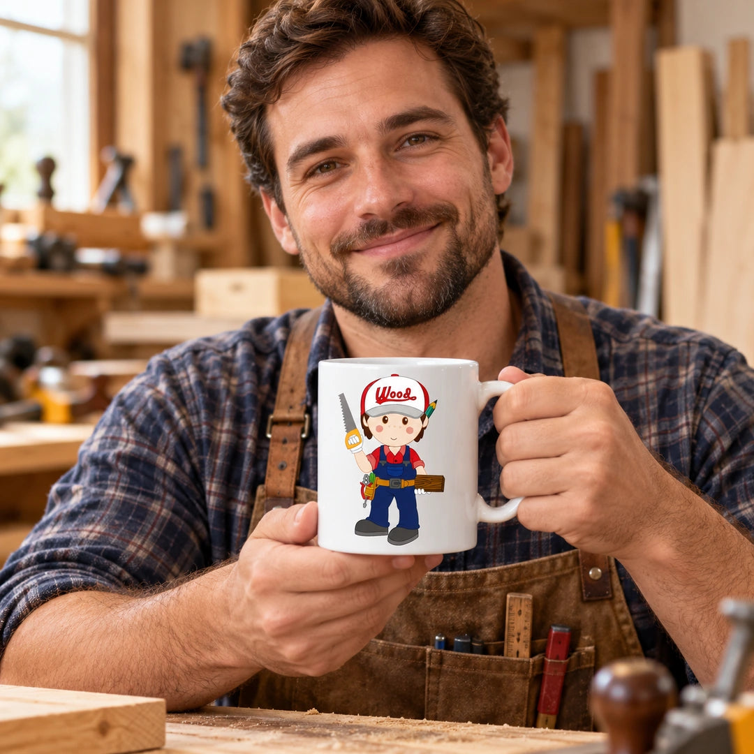 Caneca de Cerâmica Carpinteiro em utilização | Cucawik
