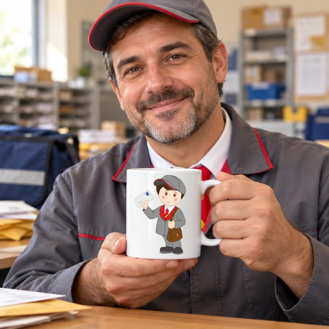 Caneca de Cerâmica Carteiro em utilização | Cucawik