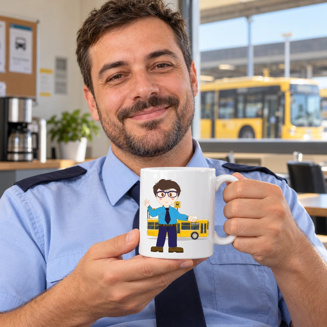 Caneca de Cerâmica Condutor Autocarro em utilização | Cucawik
