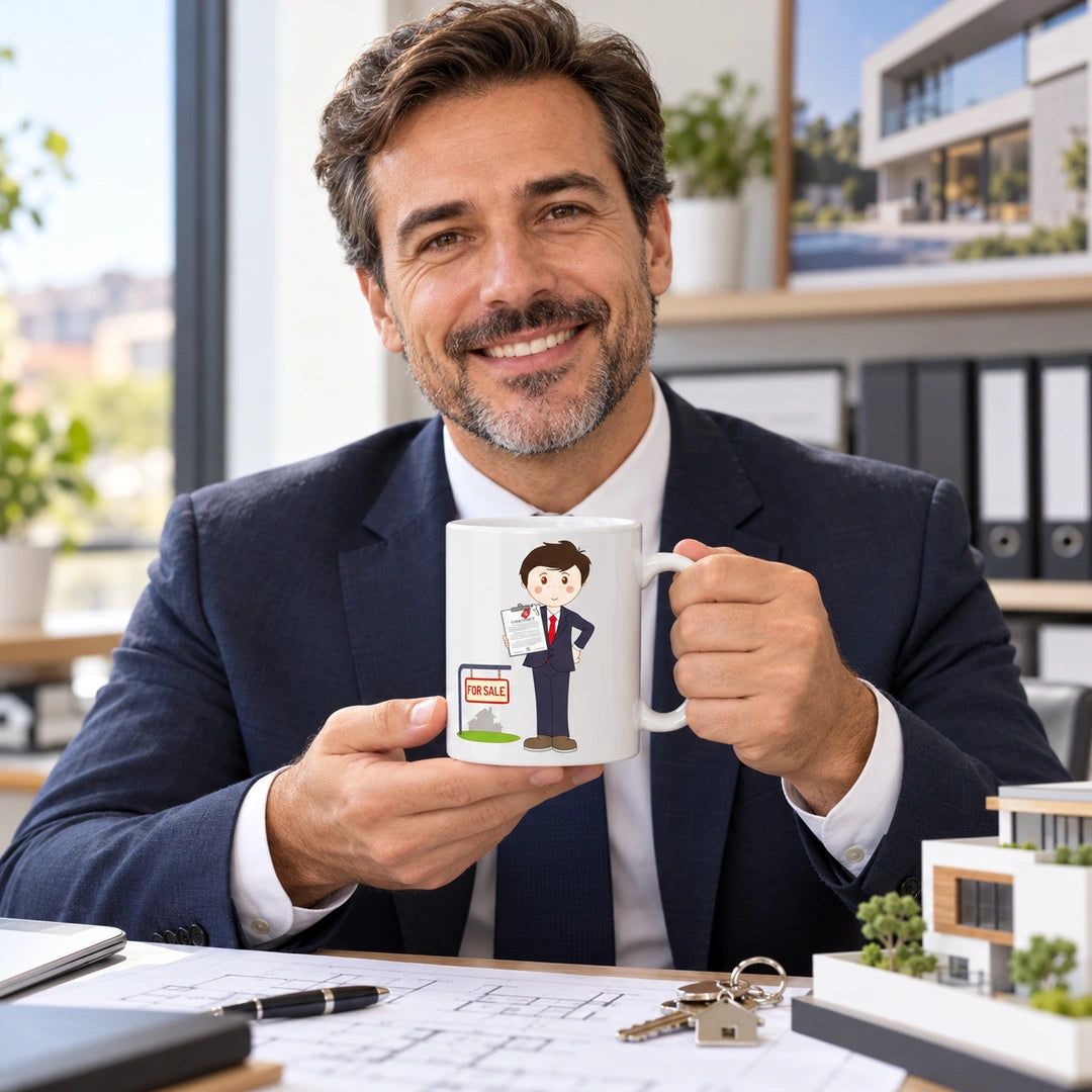 Caneca de Cerâmica Consultor Imobiliário em utilização | Cucawik