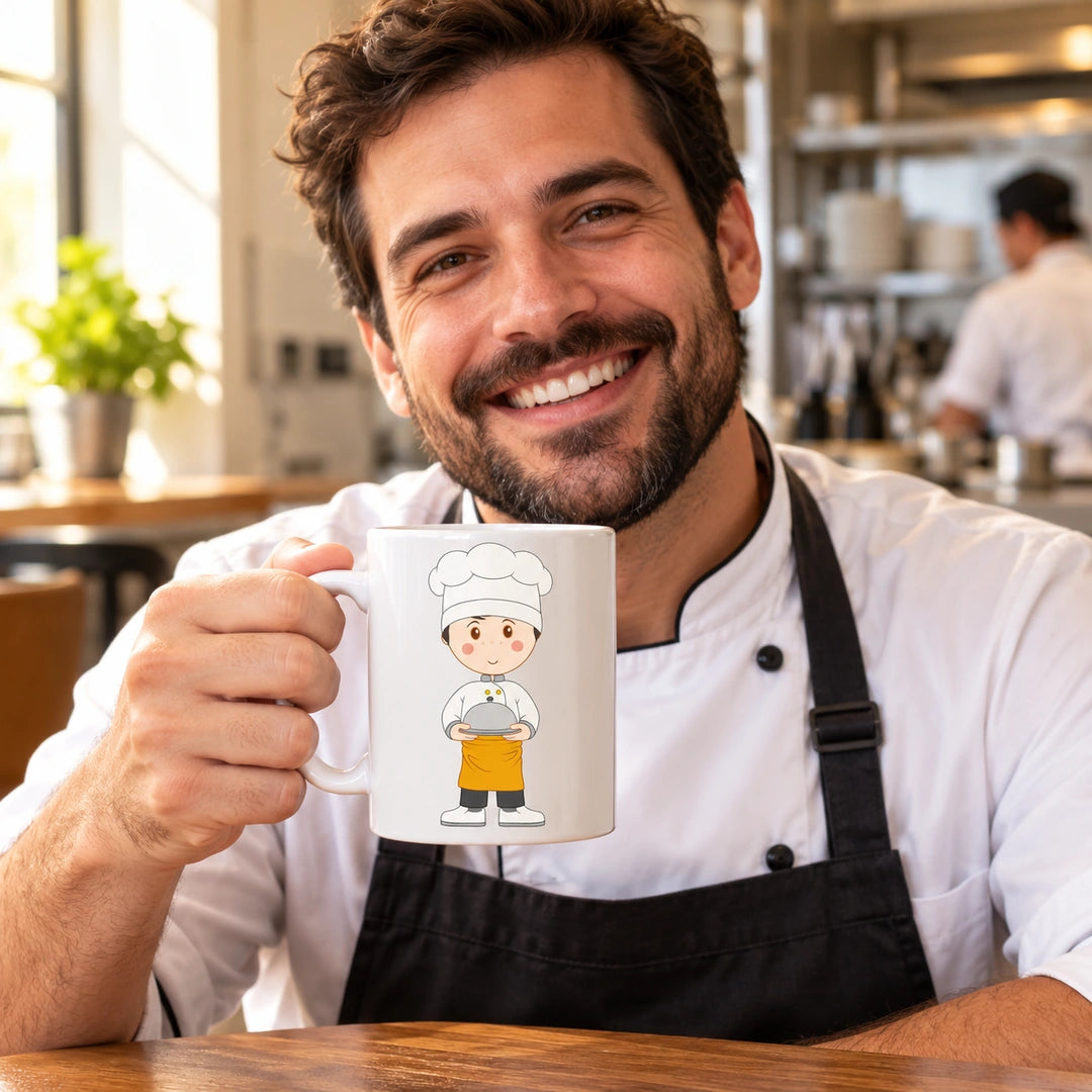 Caneca de Cerâmica Cozinheiro em utilização | Cucawik