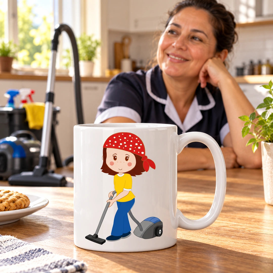 Caneca de Cerâmica Empregada Doméstica com Aspirador — lifestyle | Cucawik