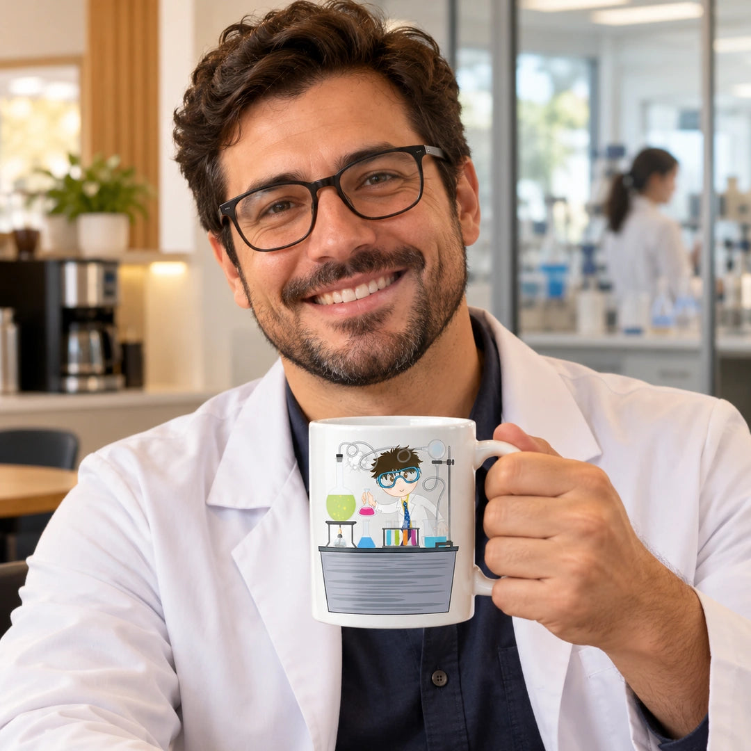 Caneca de Cerâmica Engenheiro Químico em utilização | Cucawik