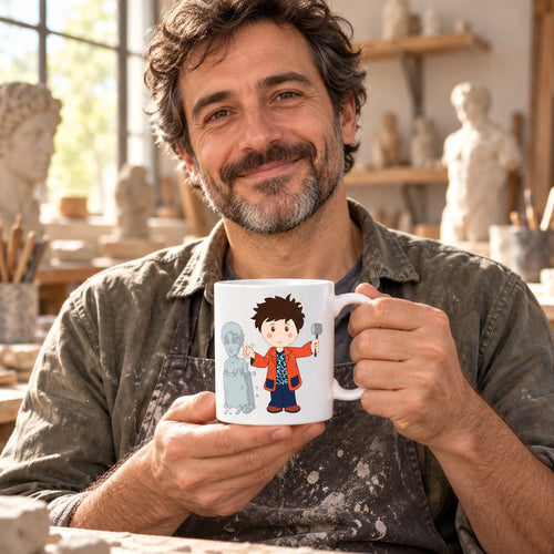 Caneca de Cerâmica Escultor em utilização | Cucawik