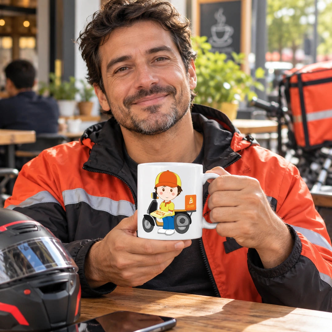 Caneca de Cerâmica Estafeta de Comidas em utilização | Cucawik