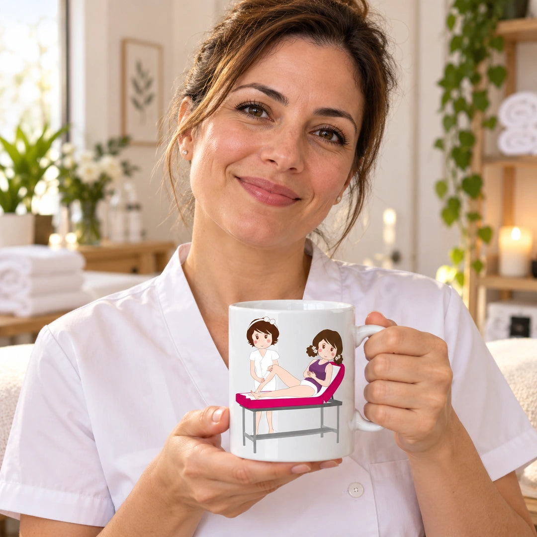 Caneca de Cerâmica Esteticista Depiladora em utilização | Cucawik