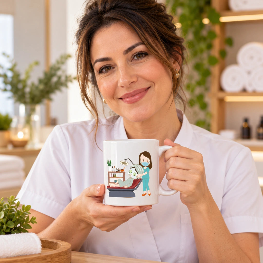Caneca de Cerâmica Esteticista de Spa em utilização | Cucawik