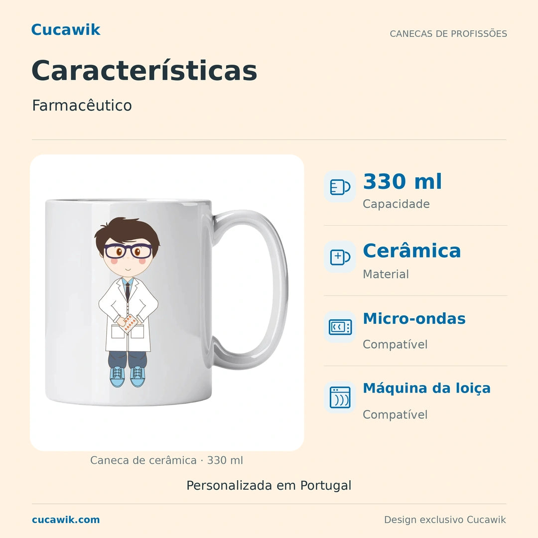 Caneca de Cerâmica Farmacêutico — Características | Cucawik
