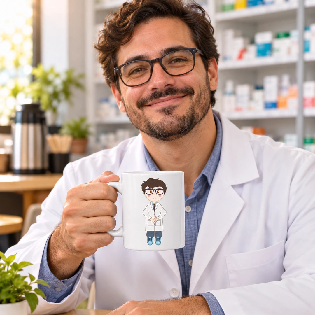 Caneca de Cerâmica Farmacêutico em utilização | Cucawik